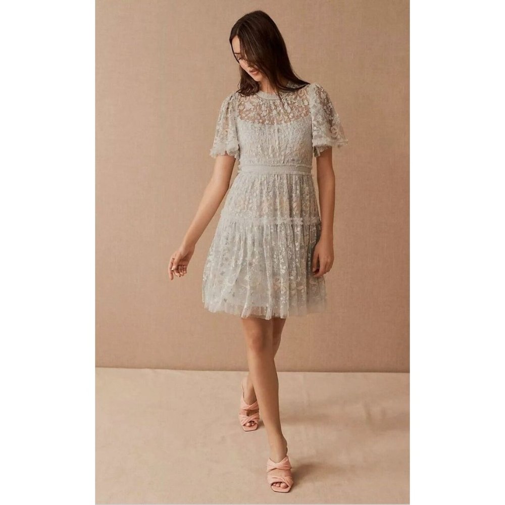Bhldn Needle & Thread Emiliana Embroidered Garden Party Dress Size 6